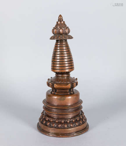 19th Nepal Antique Bronze Pagoda