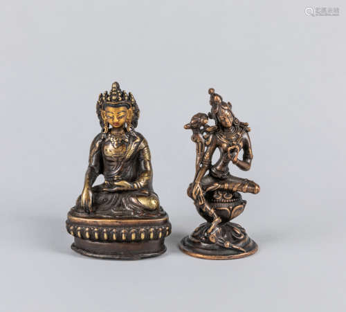 Set Of 1900s Tibetan Antique Bronze Buddhas
