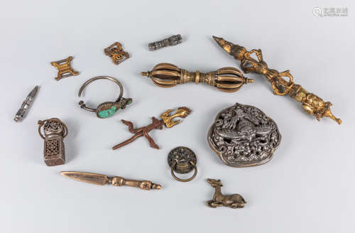 Group Of  Tibetan Antique Bronze Pendants