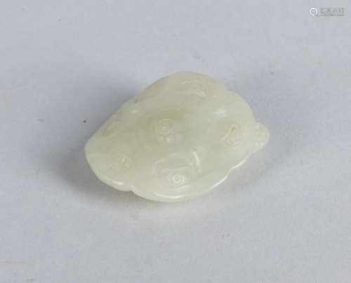 19th Chinese Antique White Jade Lotus