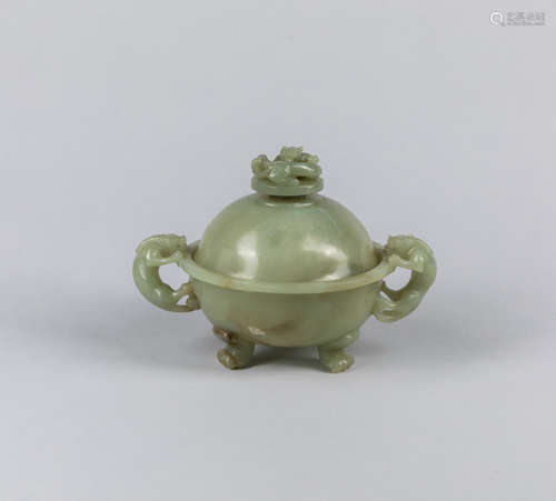 Republic Period Chinese Antique Yellow Jade Incense Burner