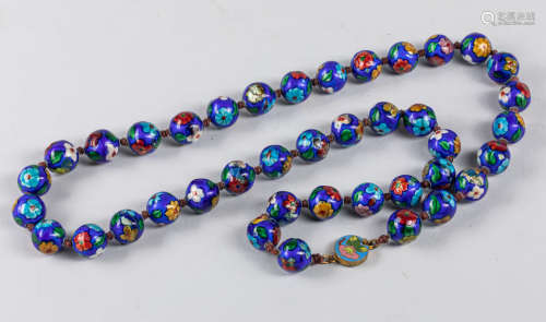 Late Qing Chinese Enameled Beads Necklace