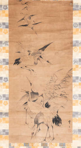 Japanese Vintage Painting Cranes