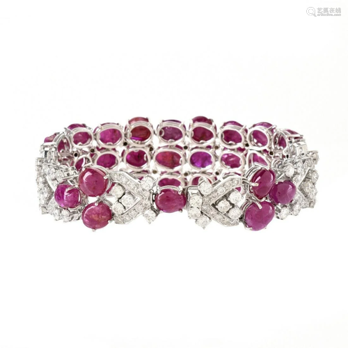 Burma Ruby, Diamond and 18K Bracelet