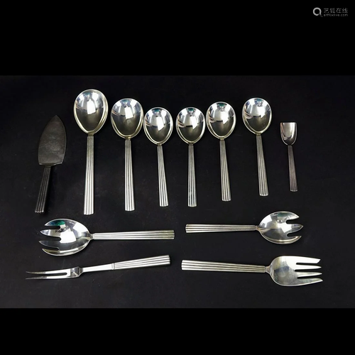 12 Georg Jensen Bernadotte Sterling Serving Pcs