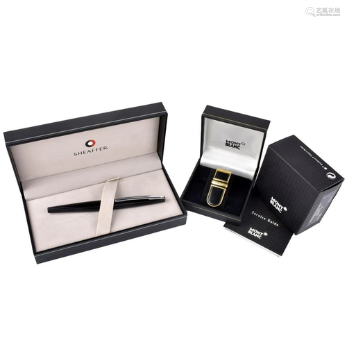 Montblanc Solitaire Money Clip & Sheaffer Pen