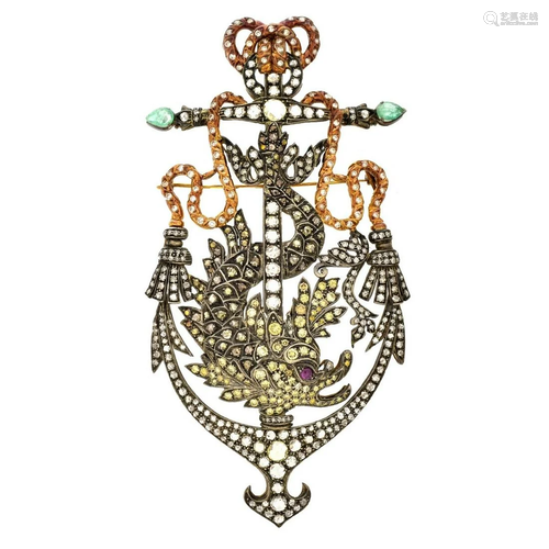 Antique Diamond and Gemstone Brooch