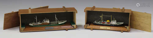 A Schiffsmodell 1:400 scale model of the ship 'Kapitän König' and another of the trawler 'Gera',