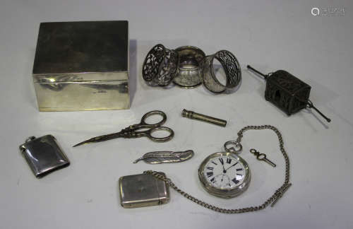 A George V silver cased keywind open-faced gentleman's pocket watch with jewelled movement, import