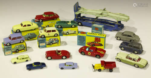 A small collection of Corgi Toys cars, comprising a No. 314 Ferrari Berlinetta 250 Le Mans, a No.