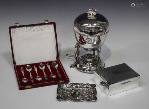 A set of six Queen Elizabeth II silver coffee spoons with pierced scroll terminals, Birmingham