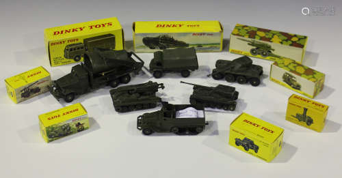 A small collection of French Dinky Toys army vehicles, comprising a No. 818 Berliet Tous Terrain,
