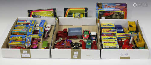 A collection of Matchbox Superfast vehicles, including a No. 25 Ford Cortina, a No. 52 Dodge Charger