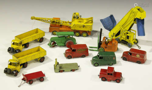 A collection of Dinky Toys and Supertoys commercial, public transport and farm vehicles and