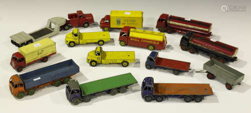 Thirteen Dinky Supertoys commercial vehicles, including a No. 942 Foden tanker 'Regent', a Foden