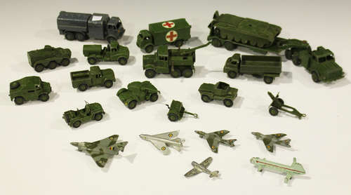 Twenty Dinky Toys and Supertoys army vehicles and RAF aircraft, including a No. 661 recovery