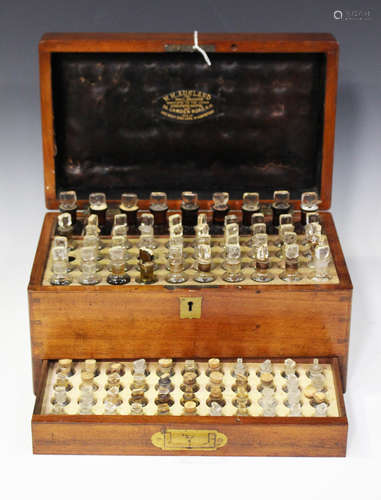 A Victorian mahogany and brass mounted apothecary's chest by 'W.H. Aukland From E. Gould & Son.