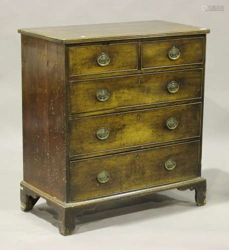 A George III mahogany chest of two short and three graduated long drawers, on bracket feet, height