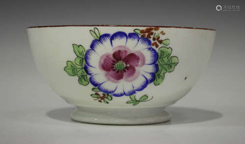 A Russian Gardner porcelain bowl, late 19th century, decorated with flowerheads and foliage, printed