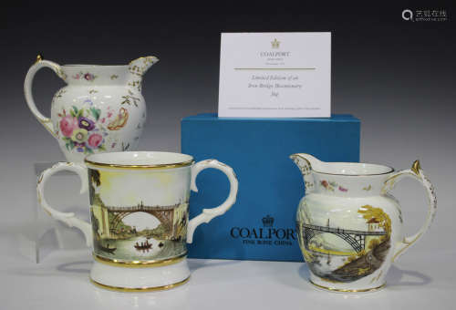 Two Coalport Iron Bridge Bicentenary limited edition commemorative jugs, Nos. 45 and 189 of 1000,