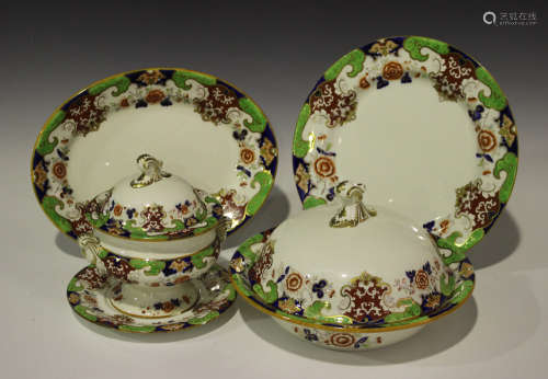 An Ashworth & Bros ironstone china part dinner service, late 19th century, decorated with floral and