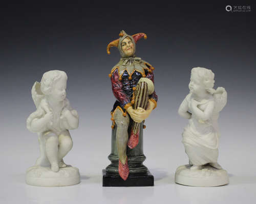 A Royal Doulton figure of Jester, HN1702, designed by C.J. Noke, height 26cm, together with two