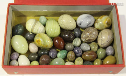 A small collection of carved and polished mineral specimen eggs.Buyer’s Premium 29.4% (including VAT