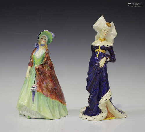 Two Royal Doulton figures, The Lady Anne Nevill, HN2006, and Paisley Shawl, HN1914.Buyer’s Premium