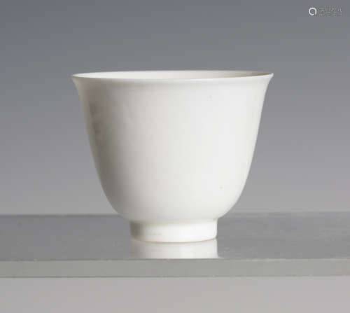 A Chinese anhua-decorated white glazed eggshell porcelain wine cup, mark of Chenghua and possibly