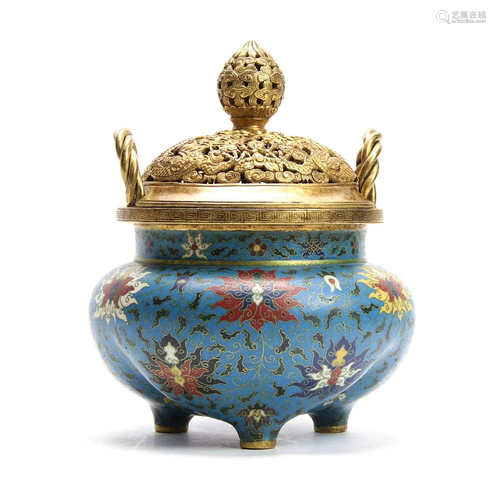 18thC Chinese Carved Cloisonne Incense Burner