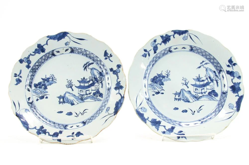 A Pair of Chinese Blue and White Chargers