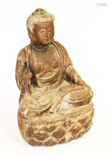 Large Carved Japanese Wooden Buddha