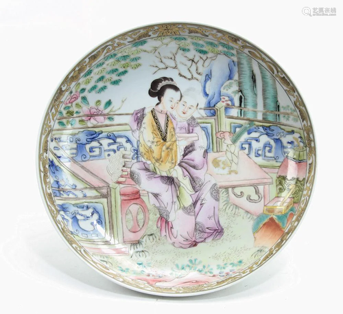 A Fine Chinese Canton Enamel Famille Rose Plate