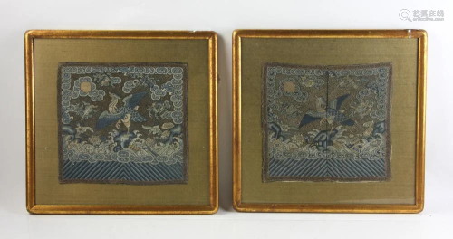 Pair of Chinese Qing Dynasty Embroideries