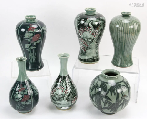 (6) Korean Celadon Porcelain Items