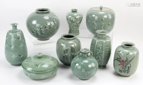 (9) Korean Celadon Porcelain Items