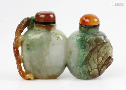 Chinese Carved Jadeite Snuff Bottle