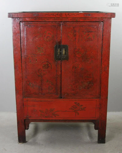 19thC Red Chinese Cabinet