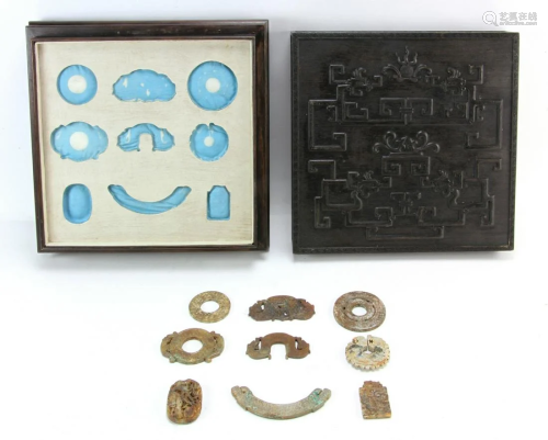 (9) Carved Han Dynasty Style Jade Pieces