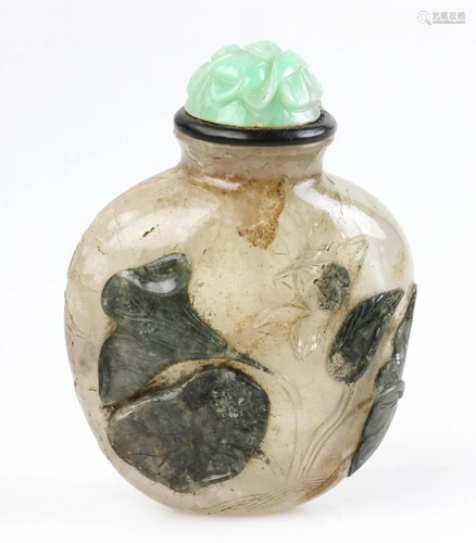 Chinese Carved Rock Crystal Snuff Bottle