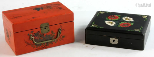 Chinese Enameled Box, Chinese Red Lacquered Box