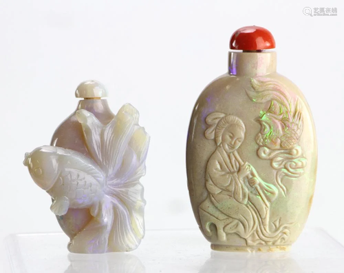 Chinese Opal Carved Snuff Bottles