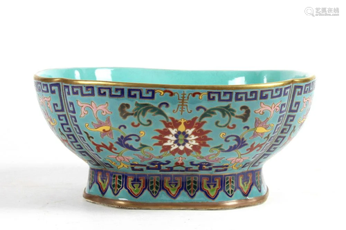 20thC Chinese Enamel on Porcelain Bowl