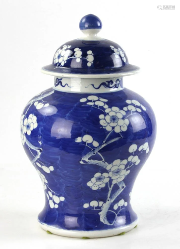 19thC Chinese Blue and White Covered Ginger Jar