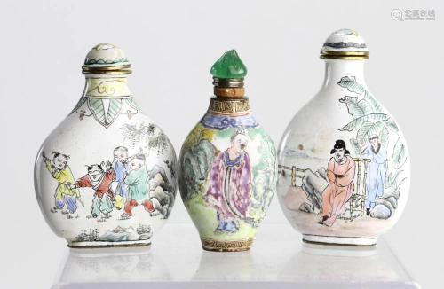 Chinese Enamel on Copper Snuff Bottles