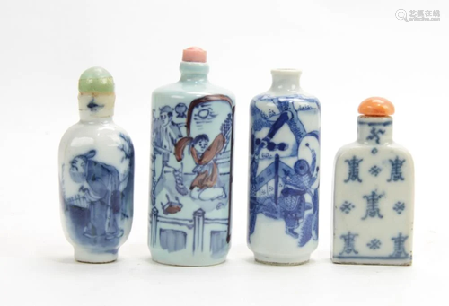 Four 19thC Chinese Porcelain Snuff Bottles