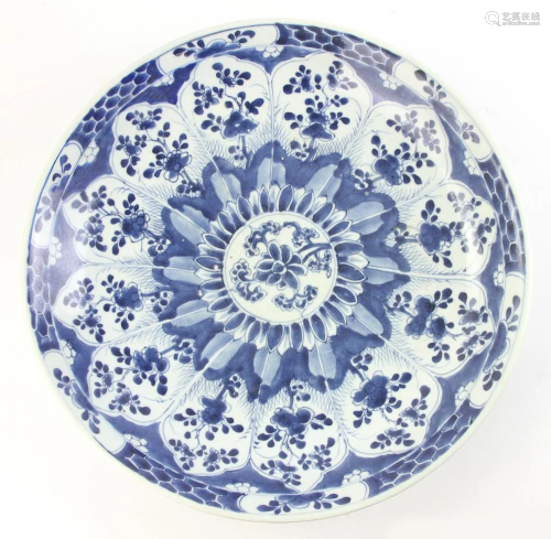 Large Chinese Blue and White Charger