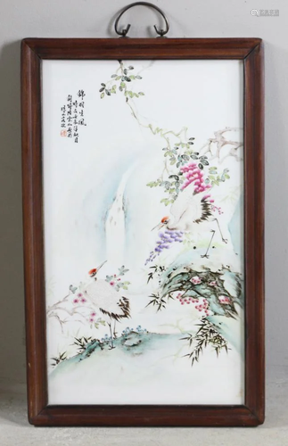 Chinese Republic Hand Painted Porcelain Plaque