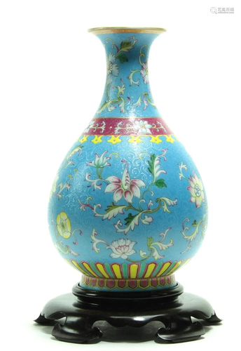 A Chinese Fine Famille Rose Floral Vase