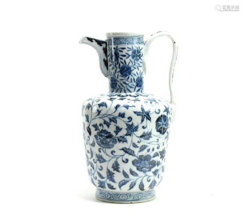 A Rare Ming Style Blue and White Ewer